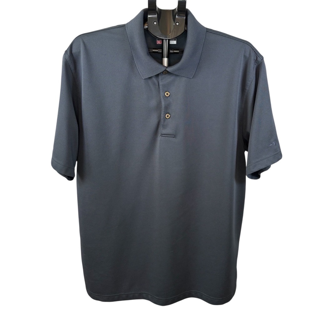 Grand Slam Performance‎ Mens XL Polo Shirt Charcoal Gray Micro Stripe Golf Shirt